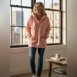 WARMY OVERSIZED SNAP-FIT HOODIE Pink Small NEW